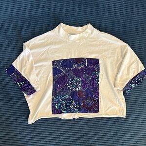 FOR YOU ONE vintage graphic floral cropped shirt